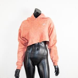 District Vision Raw Cropped Fleece Hoodie Pink dye size Small